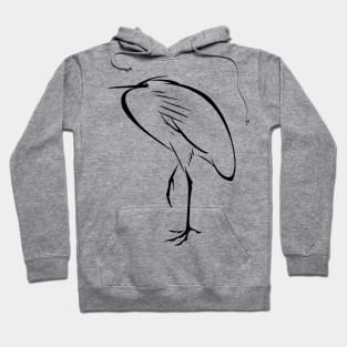 Japanese Sumi E Calligraphy Egret Bird Hoodie